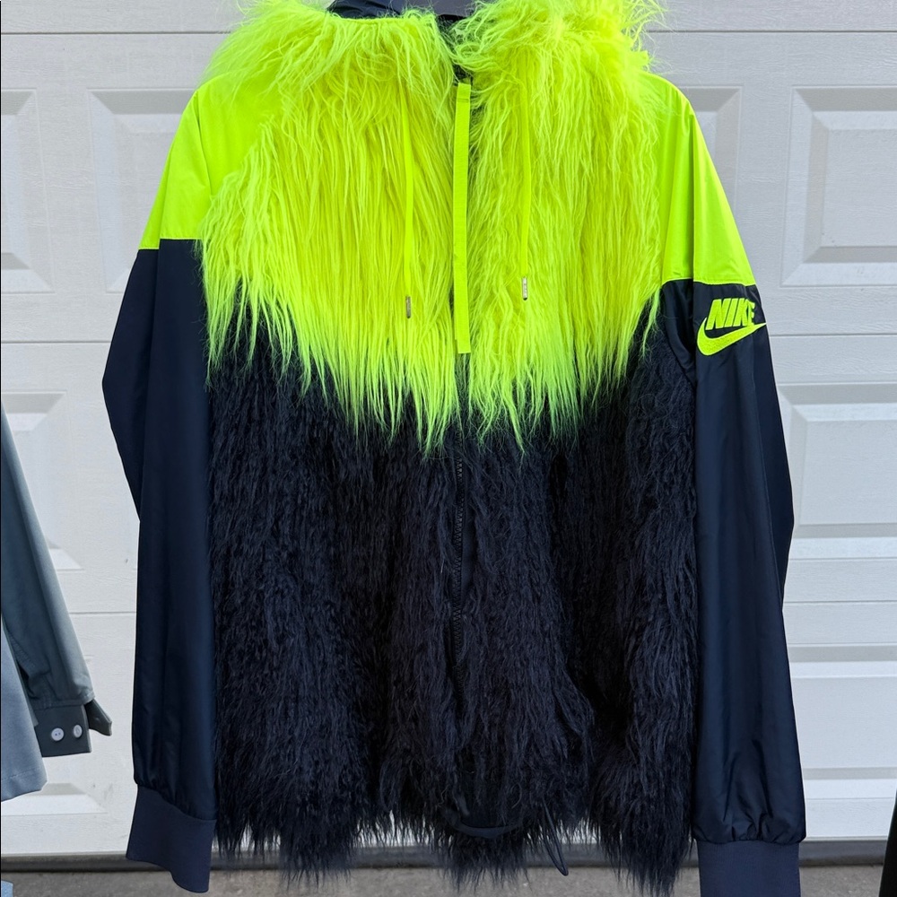 Rare Nike Neon Yellow and Blue Furry Jacket Unisex Size M